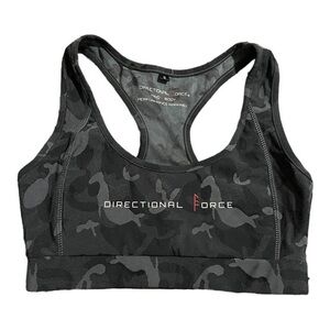 Directional Force Camoflauge Camo Black Gray Racerback Sports Bra Size Small EUC